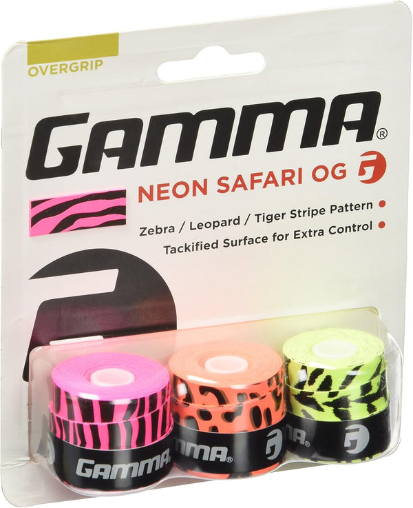 GAMMA Sports Neon Tac, Neon Dri, Neon Safari Tennis Over Grip, High Performance for Pickleball, Padel, Racquet Sports