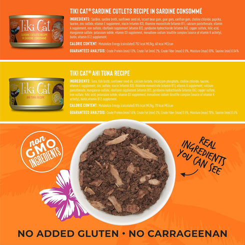 Tiki Cat Grill Tuna & Crab Surimi High-Protein 100% Non-GMO Ingredients Wet Whole Foods Cat Food for All Life Stages,