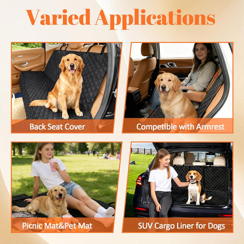 SUV48" 52" Dog Car Seat Cover for Back Seat Pet Cover for Dogs Waterproof Bench Seat Cover Protector Scratch Proof