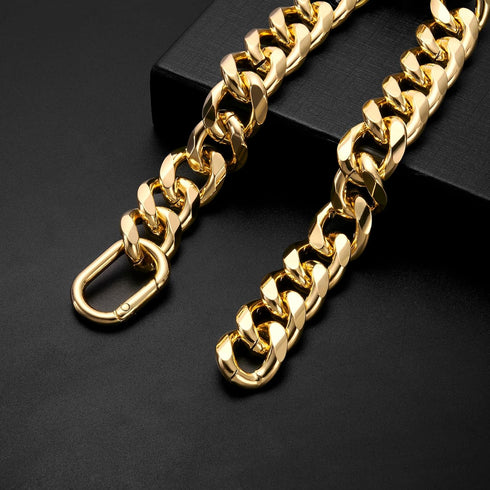 19MM Thick Light Metal 18K Gold Plated Cuban Link Dog Collar, Gold Chain for Small, Medium Dogs, 18 Inches