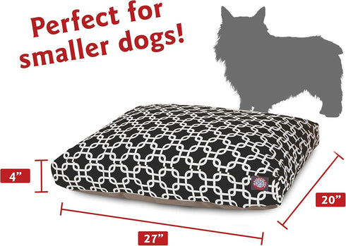 Black Links Small Rectangle Indoor Outdoor Pet Dog Bed, Removable Washable Cover by Majestic Pet Products