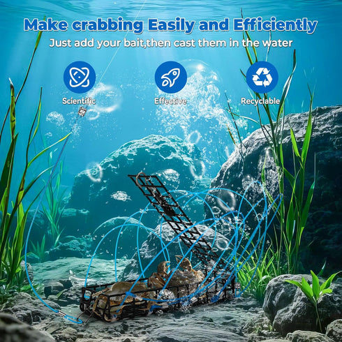 Aepiraza 10 4Pcs 6 Inch 2Pcs Loop Crab Snare Trap, Castable Crab Trap with Crab Gauge for Fishing Pole, Crab Snare