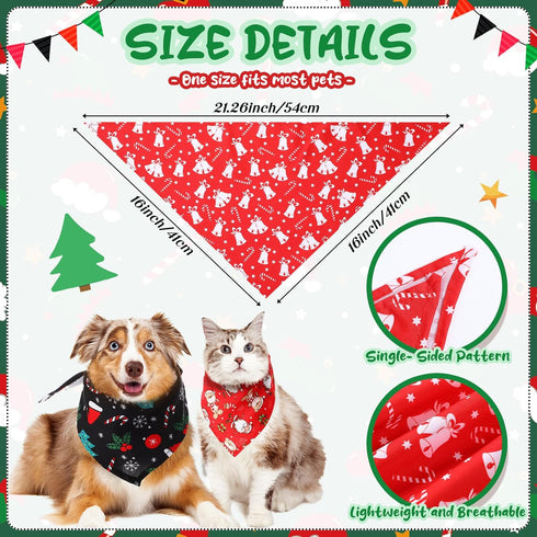 100 Paterr Pieces Dog Bandanas Bulk Christmas Pet Handkerchief Soft Dog Cute Triangle Bibs Kerchief Adjustable Washable
