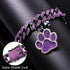 Hillban Cat Collar Diamond Chain Glitter Necklace with Secure Buckle and Paw Charm for Small Cats (Steel Black, Purple,