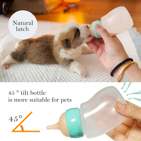 Silicone Puppy Feeding Bottles with Nipple and Syringes - Perfect for All Breeds