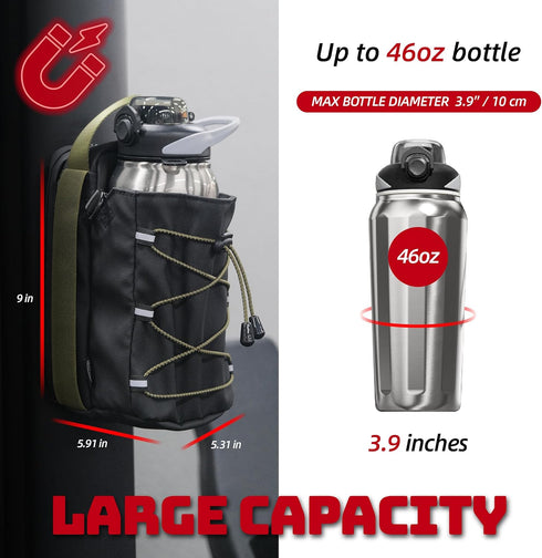 11LB 46oz Magnetic Gym Bag - Ultra-Strong Force, with Towel Loop, Bottle Holder, Magnetic Gym Water Bottle Bag For Gym