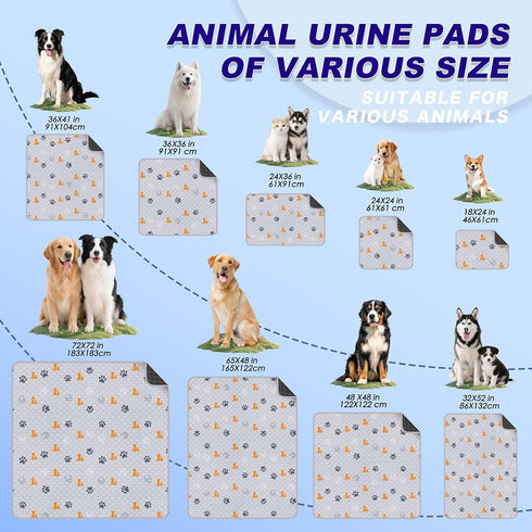 1 Pack 63"x63" WanpeeGoo Washable Pee Pads for Dogs, Absorbent Reusable Training Dog Pads Pet Puppy Pads, Non-Slip