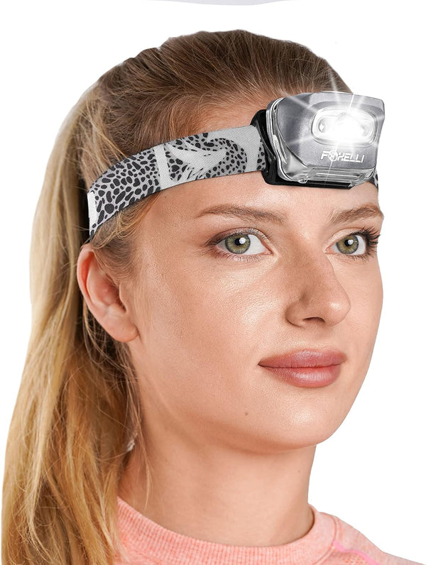 Foxelli LED Headlamp Flashlight for Adults & Kids, Lightweight Waterproof Head Lamp for Running, Camping, Hiking, 3 AAA