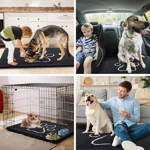Smiry Dog Door Mat for Muddy Paws, Absorbent Non-Slip Washable Mat, Quick Dry Chenille Mud Mat for Indoor Entry (24x16