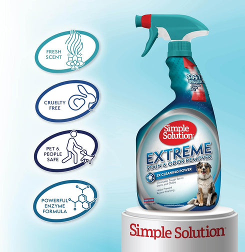 Simple Solution Extreme Pet Stain and Odor Remover, 32 Ounces, Enzymatic Cleaner with 3X Pro-Bacteria Power