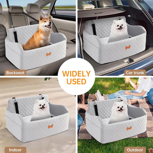 KEELUXE 55 lbs 2 2 Car Seat for Large Size Dog, Booster Seat for Dogs Under or Small Dogs, Soft Car Dog Bed Filling