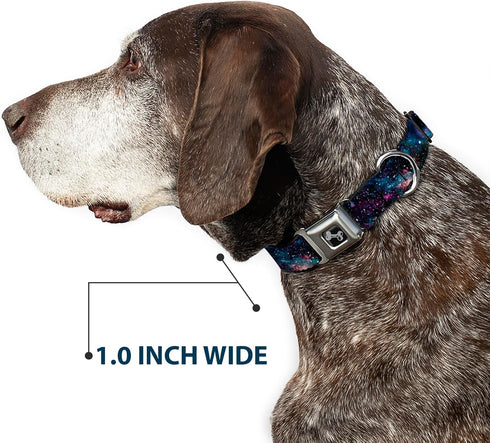 Buckle-Down Galaxy Collage Seatbelt Buckle Dog Collar - 1.5" Wide, Fits 13-18" Neck, Small