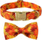 Fall Dog Bow Tie Collar - Adjustable Thanksgiving Cotton Collars with Gold Metal Buckle for X-Large Dogs