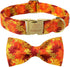 Fall Dog Bow Tie Collar - Adjustable Thanksgiving Cotton Collars with Gold Metal Buckle for X-Large Dogs