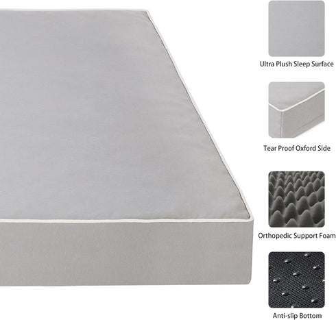 Dog Bed Mats for Medium Dogs, Orthopedic Pet Bed, Thick Egg Foam Crate, Removable Washable Cover, Non-Slip Bottom