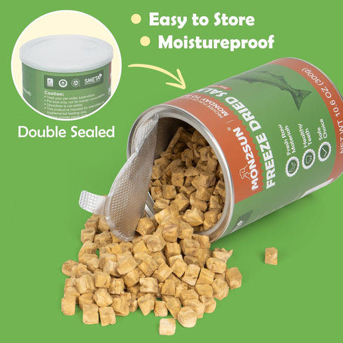MON2SUN 6oz Freeze Dried Salmon Cat and Dog Treats, Single Ingredient Natural and Healthy Dog Snacks, High Protein
