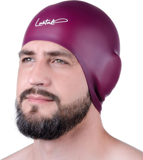 Swim Caps Ear Protection 3D - Silicone Swim Cap Waterproof for Long Hair & Short Hair, Adult & Youth