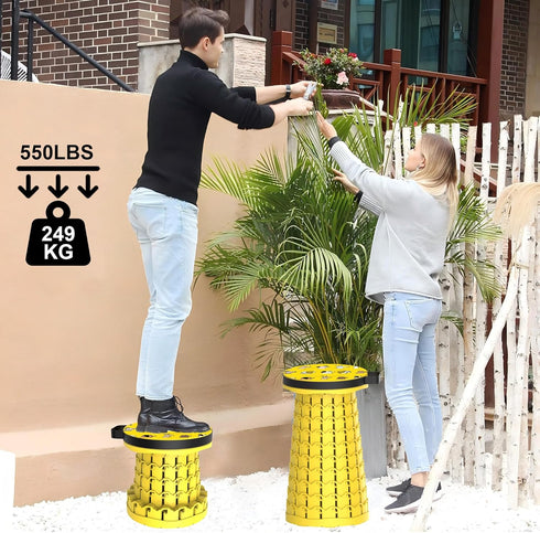 550lbs ALEVMOOM Upgraded Telescoping Collapsible Stool with Cushion, Folding Stool with Printing Portable Retractable