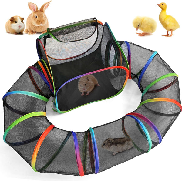 Guinea Pig Playpen with Tunnel, Rainbow Playpen with 98.4" Extended Tube &