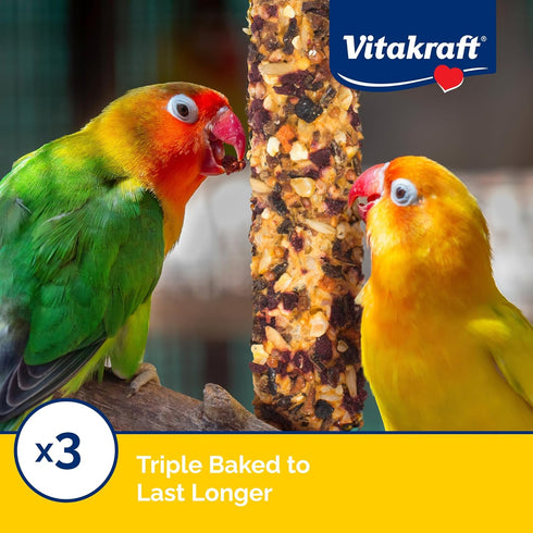 Vitakraft Crunch Sticks for Conures, Apricot & Cherry Flavor Bird Treat (2 Sticks), 3.5 oz, 051233316956