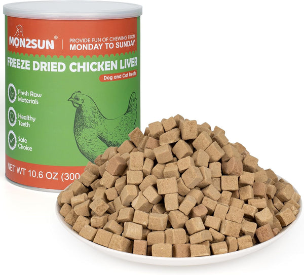 MON2SUN Freeze Dried Chicken Liver Cat and Dog Treats, Single Ingredient Natural