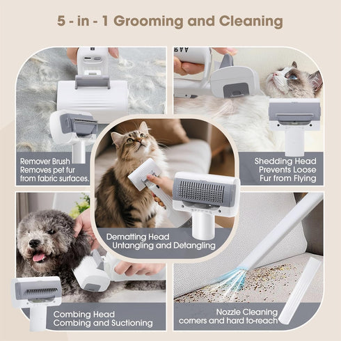 9K 300ml Pet Grooming Vacuum Kits-Dog&Cats Hair Remover Dematting Shedding, Cordless Handheld and Rechargeable Machine