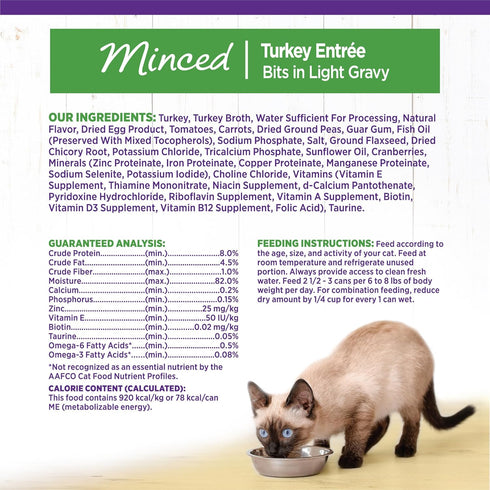 Wellness Complete Health Natural Grain Free Wet Canned Cat Food, Minced Turkey Entree, 3-Ounce Can (Pack of 24)