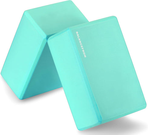 Signature Fitness Set of 2 High Density Yoga Blocks, 9"x6"x4" Each, Pair in Multiple Colors