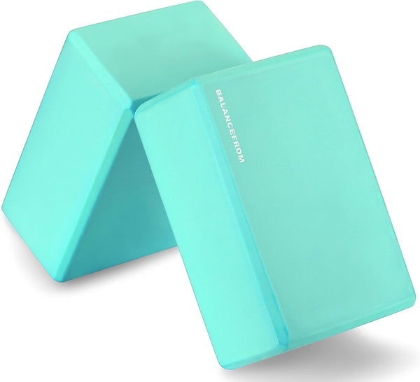 Signature Fitness Set of 2 High Density Yoga Blocks, 9"x6"x4" Each, Pair in Multiple Colors