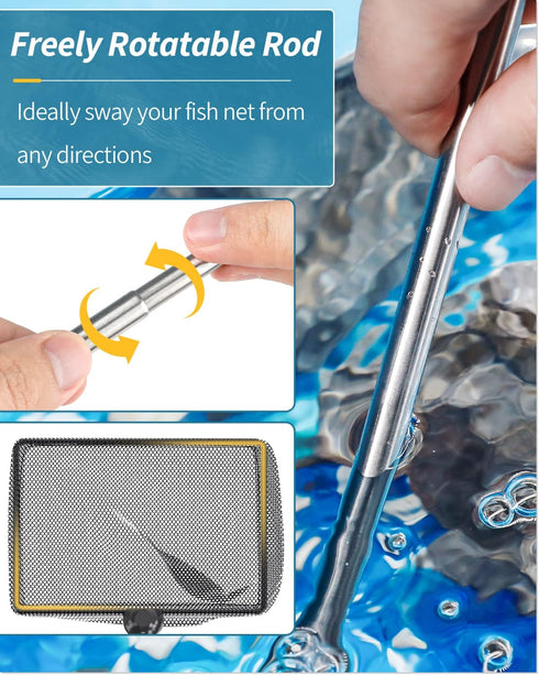 Pawfly Aquarium Fish Net - Extendable 9-24 Inch Long Handle for Betta Fish Tank, Small Koi Pond and Pool