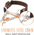 Mighty Paw Martingale Dog Collar - No Pull Design, Stainless Steel Chain, Brown Leather Martingale Training Collar