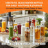 16 oz, 12 Pack 100% Luxfuel Glass Water Bottles with Lids Reusable Juice Bottle with Stainless Steel Cap & Straw, Leak