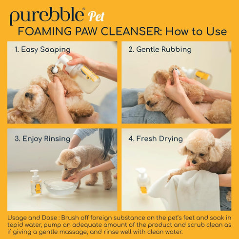 (Pack 2)- 300ml 10.14 oz Pet Foaming Foot Paw Cleanser of Gentle Foam Wash for All Dogs, Nourishing, Softening