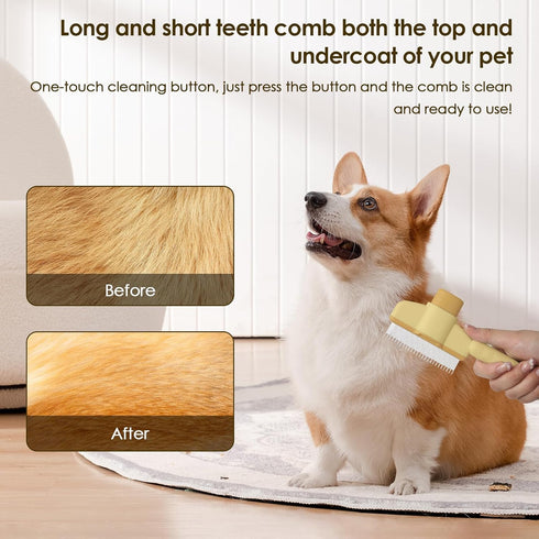 Ntrjtrss Flea Comb for Cats Dogs Brush for Shedding Self Cleaning Pet Comb Lice Comb Long & Short Stainless Steel Metal