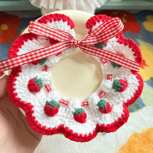 Litwlly Cat Collar Cute Strawberry Pattern Scarf Adjustable Kitten Bib Bow Tie Collars Pet Supplies for Christmas