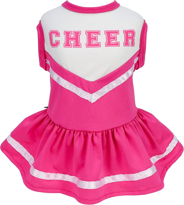 Fitwarm Cheerleader Dog Costume - Sporty Cheer Dog Dress for Small Dogs, Pet Clothes, Cat Outfits, Pink White, Large