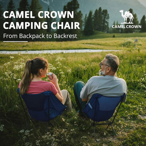 Backpacking CAMEL CROWN Camping Chair Heavy Duty Chair - Ultra-Light Folding Chair with Carry Bag, Portable Compact