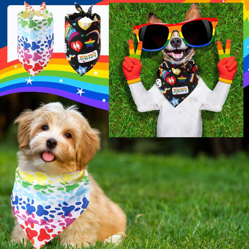 60 10 Pcs Rainbow Dog Bandana, Dog Bandanas Gay Pride Rainbow Scarves Bibs LGBT Dog Handkerchief for Dog Puppy Cat Pet