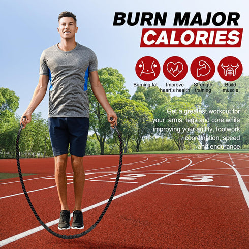 Weighted Jump Rope for Men & Women - 2.8lb, 3.8lb, 5lb Heavy Skipping Rope for Home Workout & Exercise