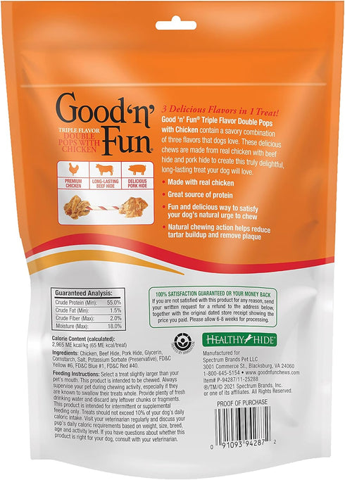 Good 'n' Fun Gourmet Dog Snacks - Triple Flavor Double Pops with Chicken, 5.5 Ounces