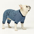 Fitwarm Blue and White Striped Dog Pajamas - Waffle Onesie for Small Dogs, Pet Cat Outfit, XXL