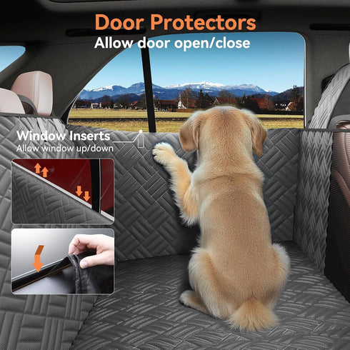 Wexyldra Dog Car Seat Cover for Back Seat- Heavy Duty Waterproof- Hard Bottom Backseat Extender Fits Sedan SUV & Small