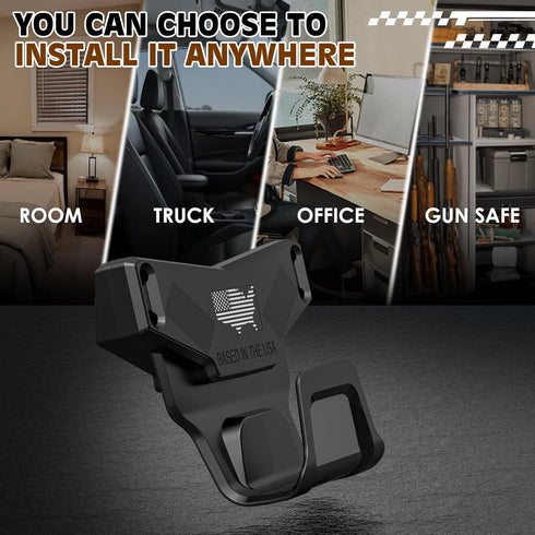 Magnetic Gun Mount for Car, Rated Max 15 LBS, Gun Holder for Pistol, Shotgun, Conceal in Desks, Safes, Walls