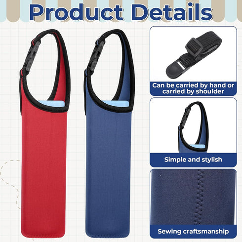 Jxiwfvl 2 PCS Water Bottle Holder with Strap Water Bottle Carrier with Strap Neoprene Sleeve with Carrying Handle