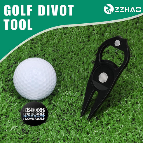 ZZHAO Golf Divot Tool and Golf Ball Marker, Divot Repair ToolGolf Accessories for Men, Funny Gifts for Men, Tools