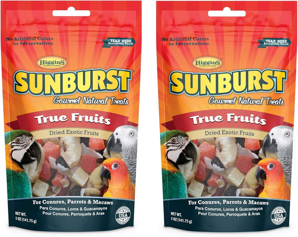 Higgins 2 Pack of Sunburst Gourmet Natural Bird Treats, 5 Ounces Each, True Fruits Flavor for Birds