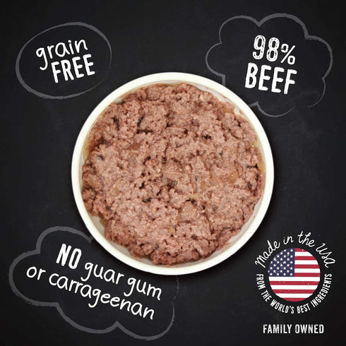 Hound & Gatos Wet Dog Food, 98% Beef, case of 12, 13 oz cans