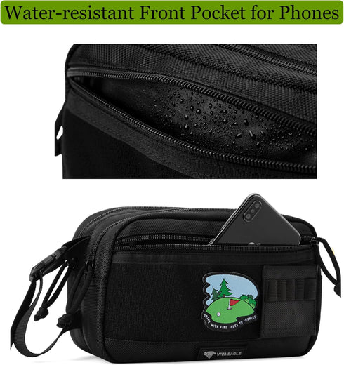 Golf Pouch Bag for Balls Accessories, Customizable with Hook-and-Loop Panel, Ideal Golfer Gift