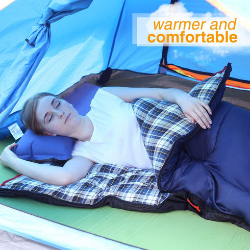 REDCAMP Cotton Flannel Sleeping Bag for Camping, Adults Cold Weather Envelope with 2/3/4lbs Filling