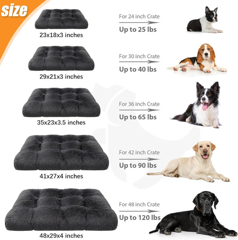KSIIA Jumbo Dog Crate Bed - Washable Deluxe Plush Fluffy Comfy Thick Kennel Pad, Anti-Slip, 48 x 29 Inch, Dark Gray